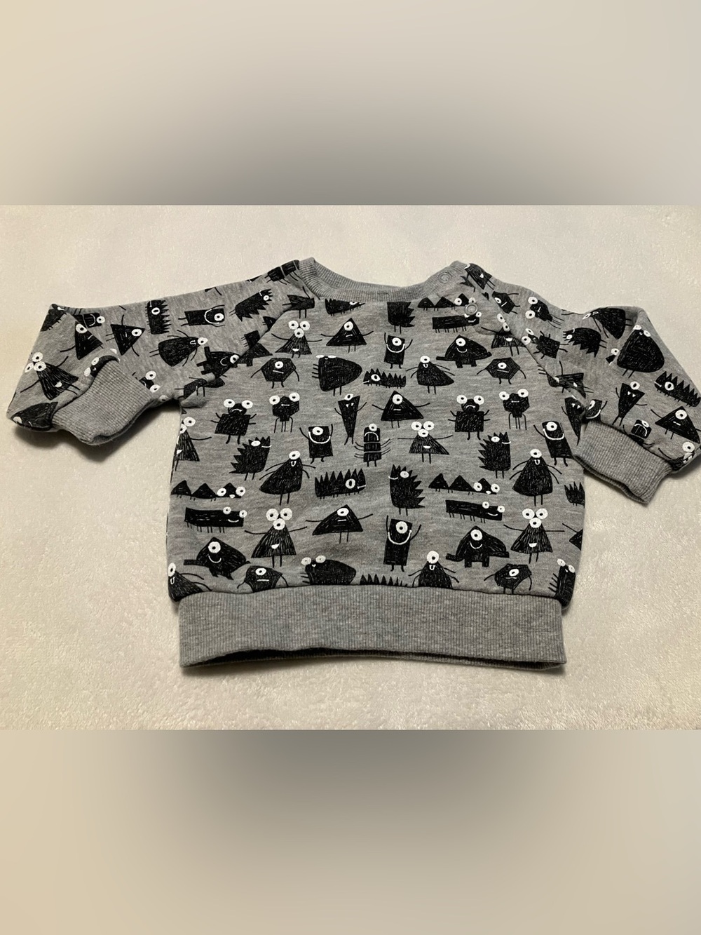Primark Grey Sweatshirt with Black Monster Print